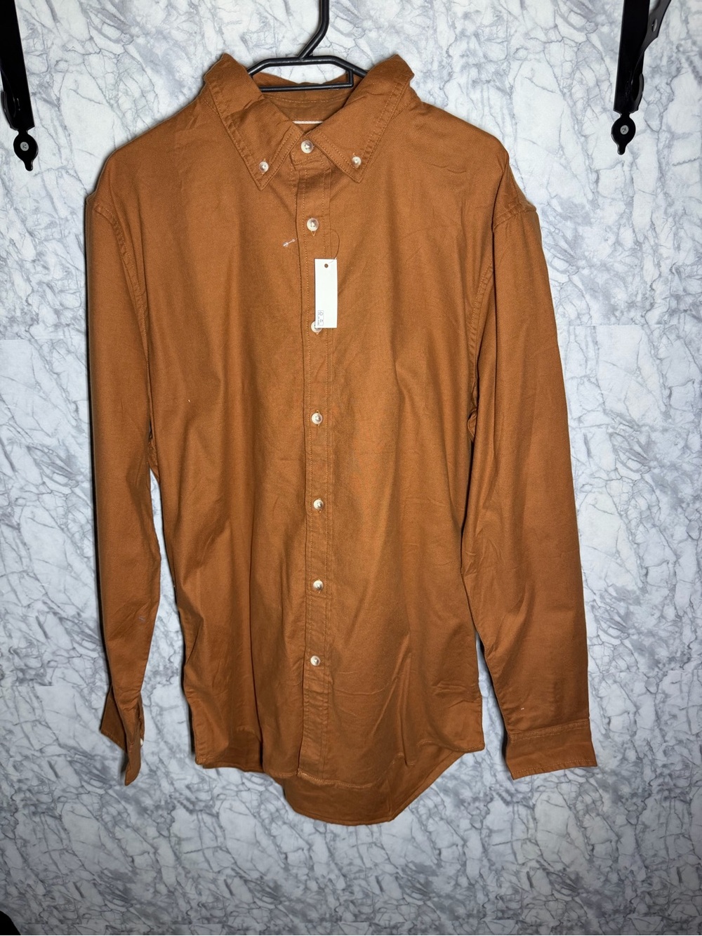 Goodthreads Men's Button-Down Shirt in Rust Brown